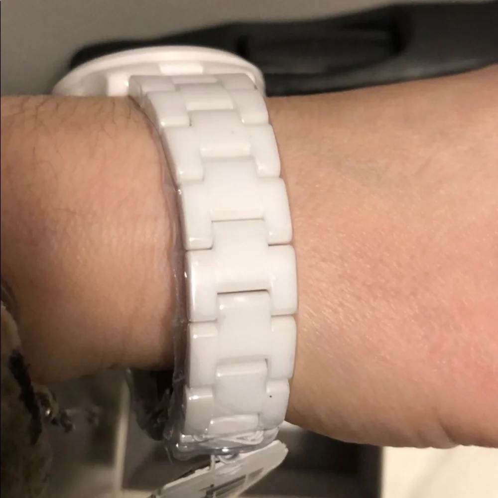 Authentic Michael Kors white ceramic runway watch